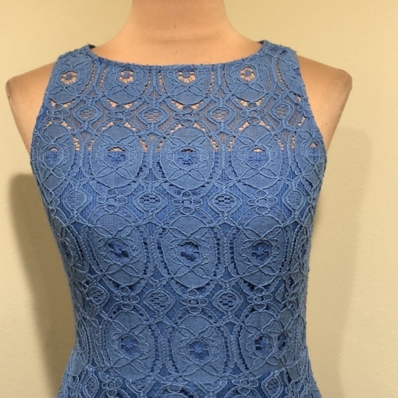 ModCloth BB Dakota Dress Size 6 Blue Lace Fit and Flare - Picture 3 of 9